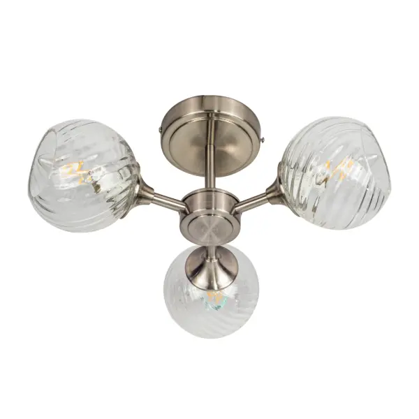 Mona 3 Light Satin Chrome Semi Flush Fitting