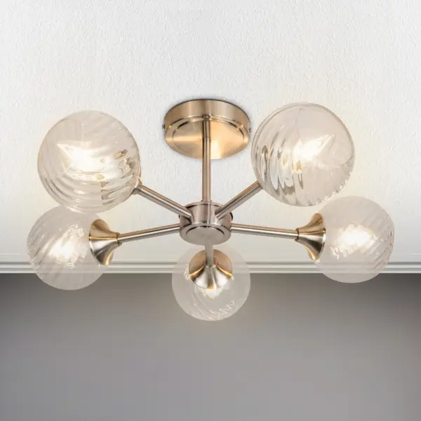 Mona 5 Light Satin Chrome Semi Flush Fitting