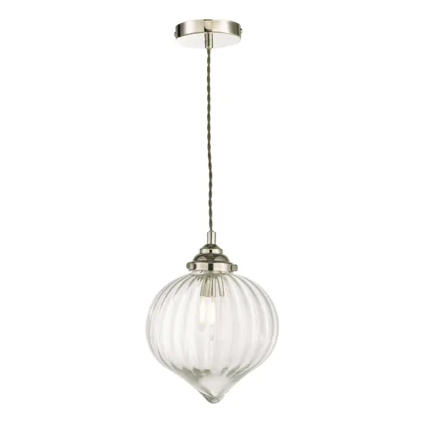 Mya Polished Nickel & Glass Pendant