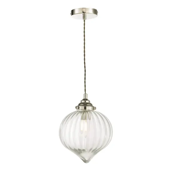 Mya Polished Nickel & Glass Pendant