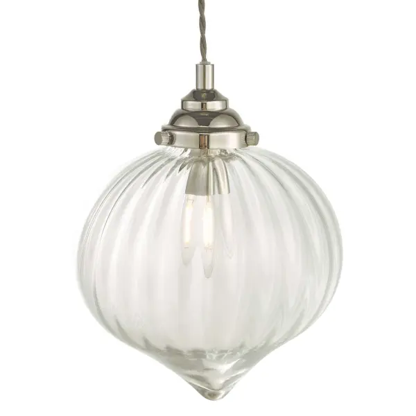 Mya Polished Nickel & Glass Pendant