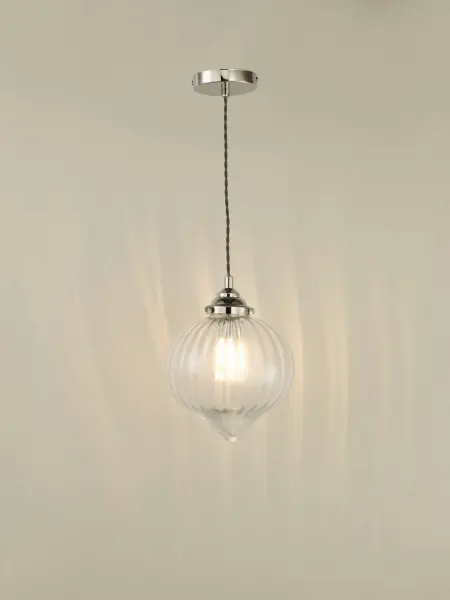 Mya Polished Nickel & Glass Pendant