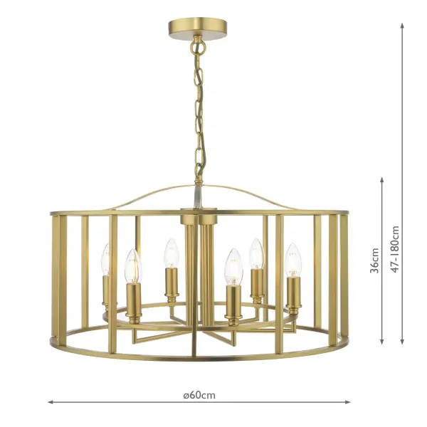 Myka 6 Light Brushed Brass Lantern