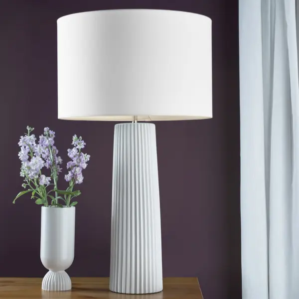 Myla White Ceramic Table Lamp C/W Shade