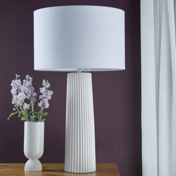 Myla White Ceramic Table Lamp C/W Shade