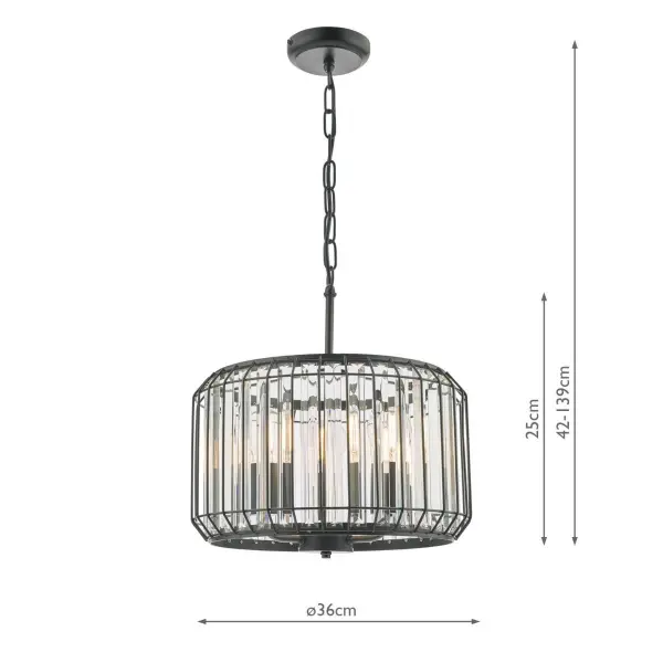 Naeva 3 Light Black Crystal Pendant