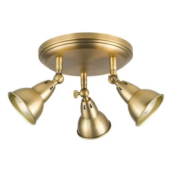 Nataniel 3 Light Spotlight in Aged Brass