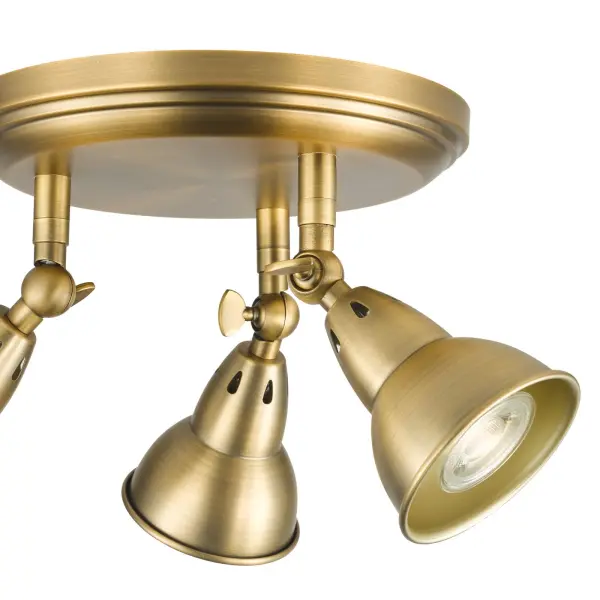 Nataniel 3 Light Spotlight in Aged Brass
