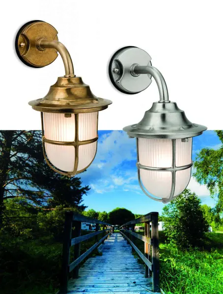 Nautic Outdoor Wall Light in Nickel Finish