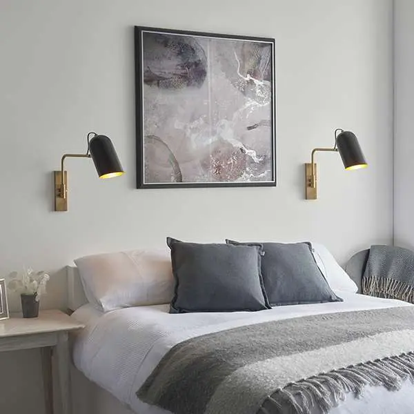 Navren Wall Light in Brass with Matt Black Shade