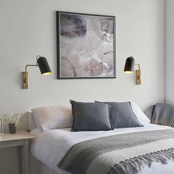 Navren Wall Light in Brass with Matt Black Shade
