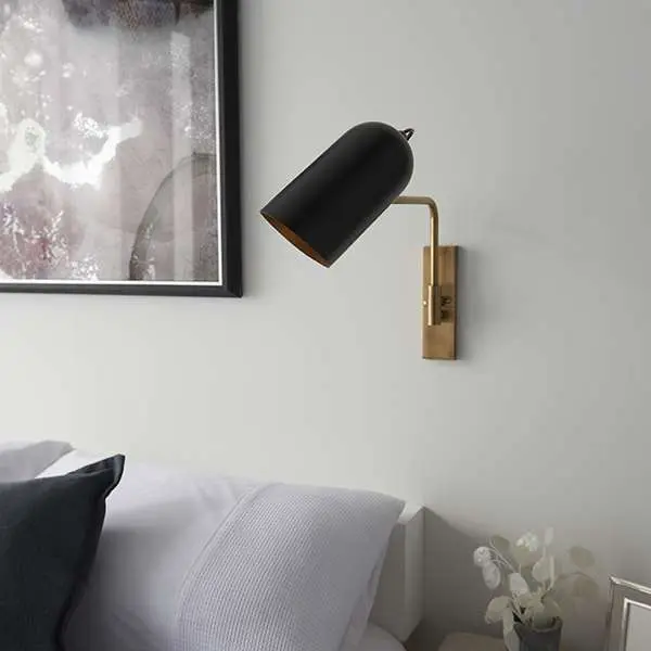 Navren Wall Light in Brass with Matt Black Shade