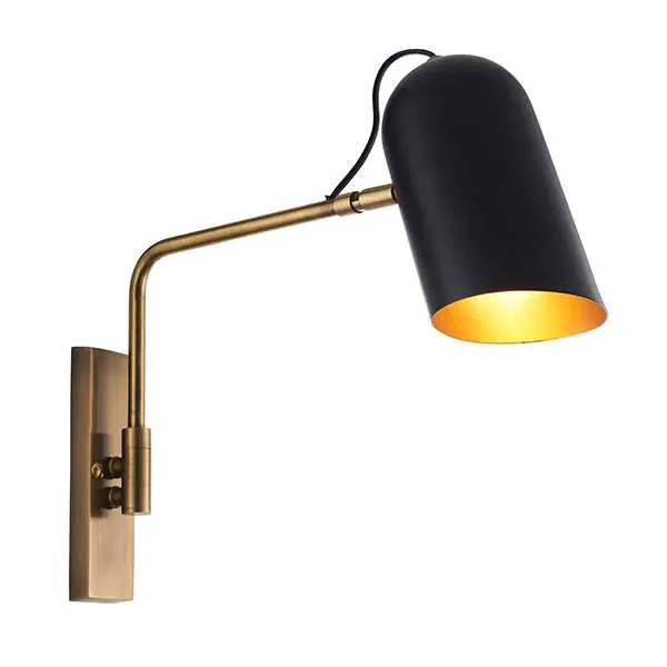 Navren Wall Light in Brass with Matt Black Shade
