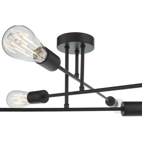 Neve 6 Light Matt Black Semi Flush