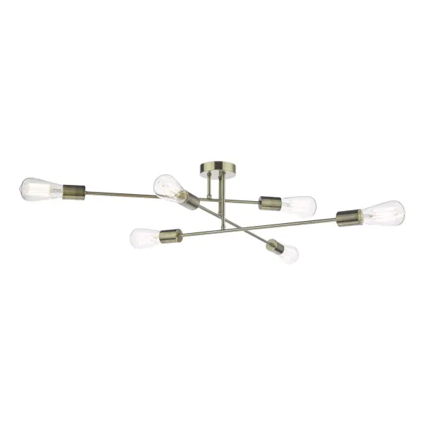 Neve 6 Light Antique Brass Semi Flush