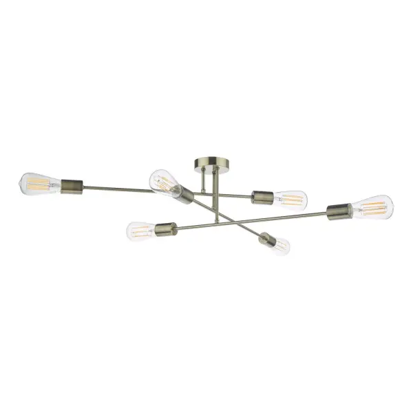 Neve 6 Light Antique Brass Semi Flush