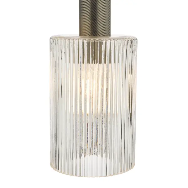 Nikolas Antique Chrome Pendant With Cylinder Ribbed Shade