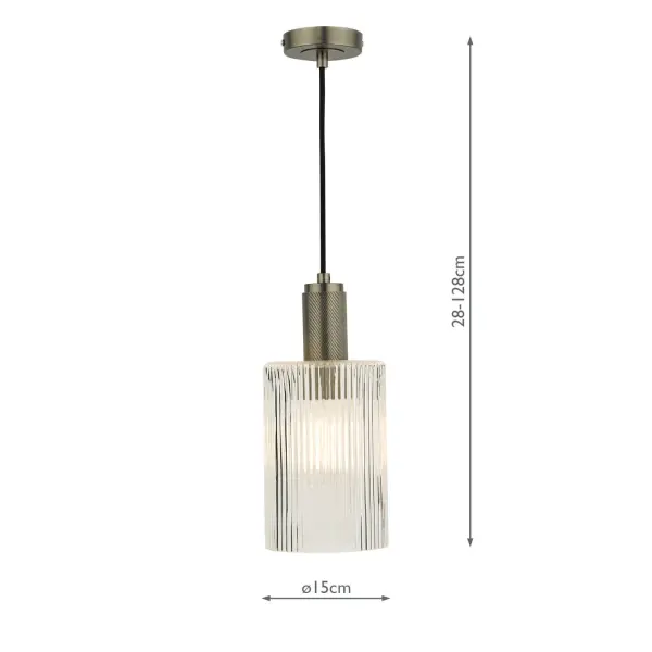Nikolas Antique Chrome Pendant With Cylinder Ribbed Shade