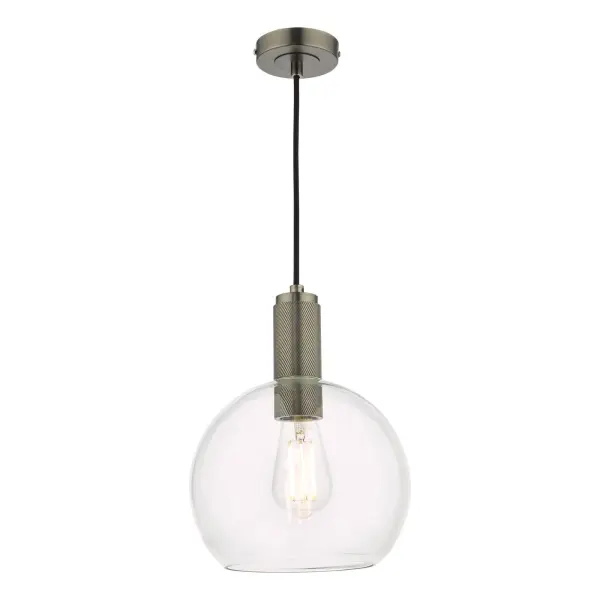 Nikolas Antique Chrome Pendant With Clear Glass Shade