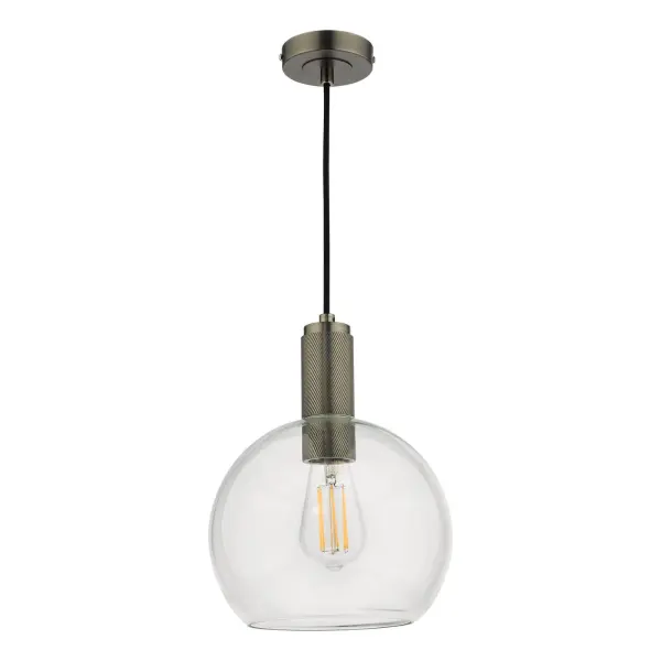 Nikolas Antique Chrome Pendant With Clear Glass Shade