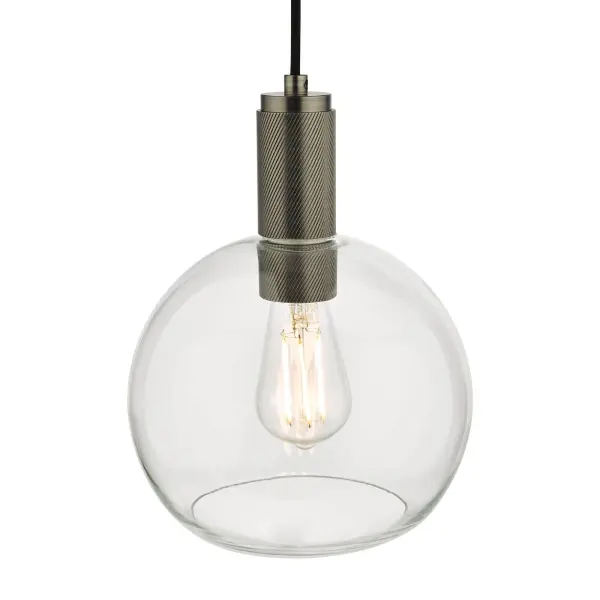 Nikolas Antique Chrome Pendant With Clear Glass Shade