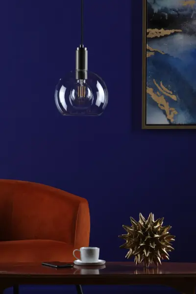 Nikolas Antique Chrome Pendant With Clear Glass Shade
