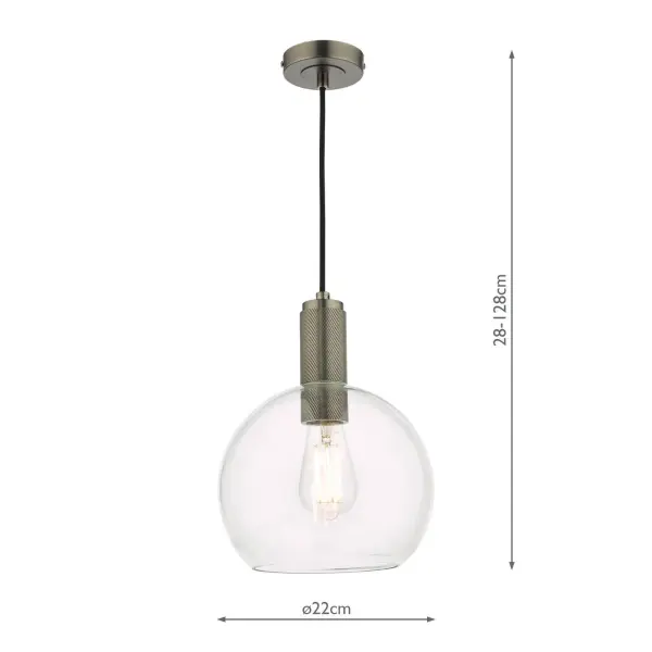 Nikolas Antique Chrome Pendant With Clear Glass Shade