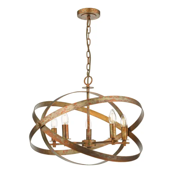 Nitya 5 Light Mottled Copper Pendant