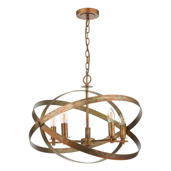 Nitya 5 Light Mottled Copper Pendant