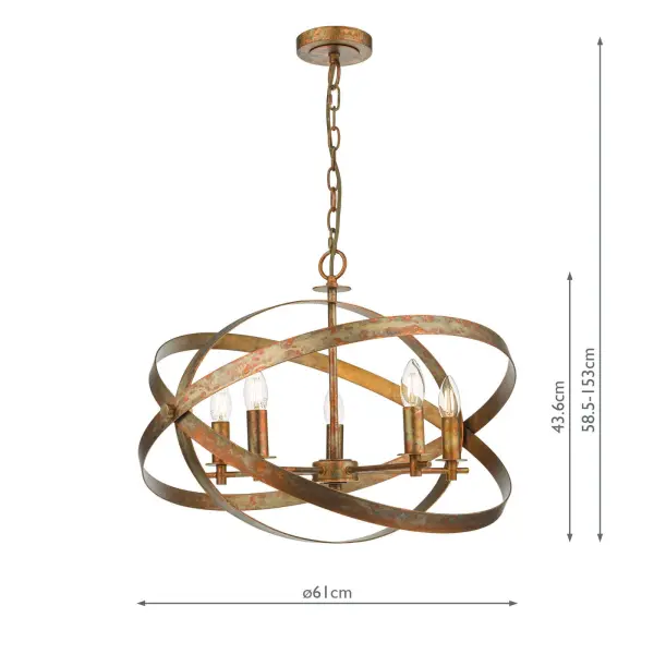 Nitya 5 Light Mottled Copper Pendant