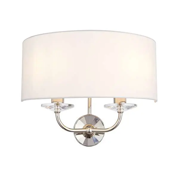Nixon 2 light double Wall Fitting in Bright Nickel
