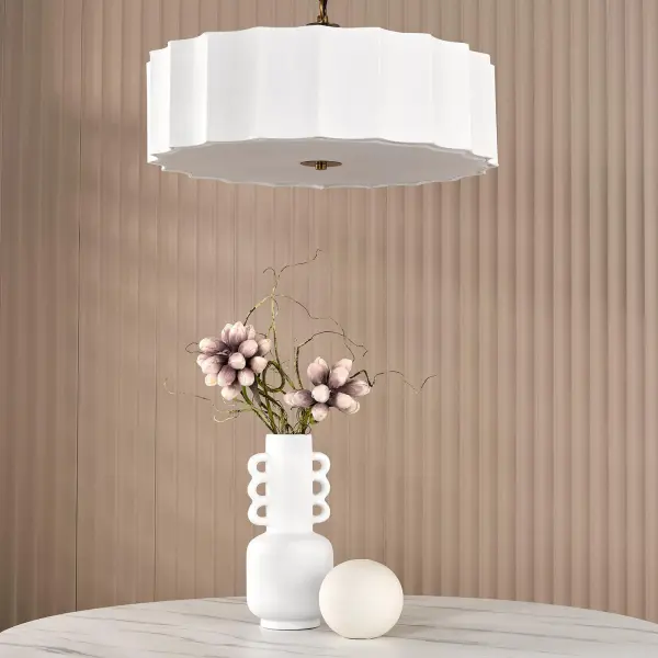 Noura 3 Light Bronze Ceiling Pendant with Ivory Shade