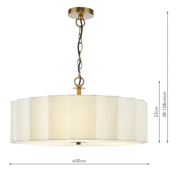 Noura 3 Light Bronze Ceiling Pendant with Ivory Shade