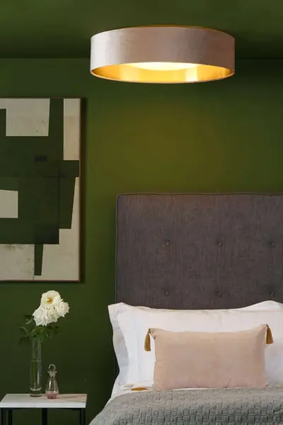 Nysa 2 Light 60cm Flush Fitting with Taupe Velvet Shade