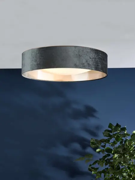 Nysa 3 Light 60cm Flush Fitting with Dark Grey Velvet Shade