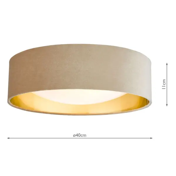 Nysa 2 Light 40cm Flush Fitting with Taupe Velvet Shade