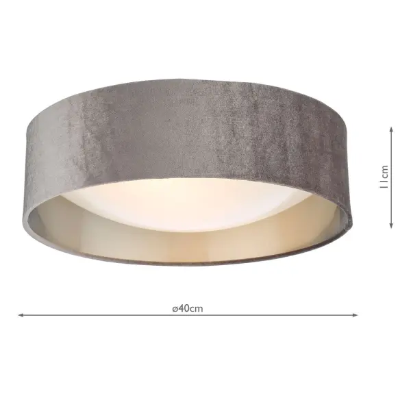 Nysa 2 Light 40cm Flush Fitting with Mink Velvet Shade