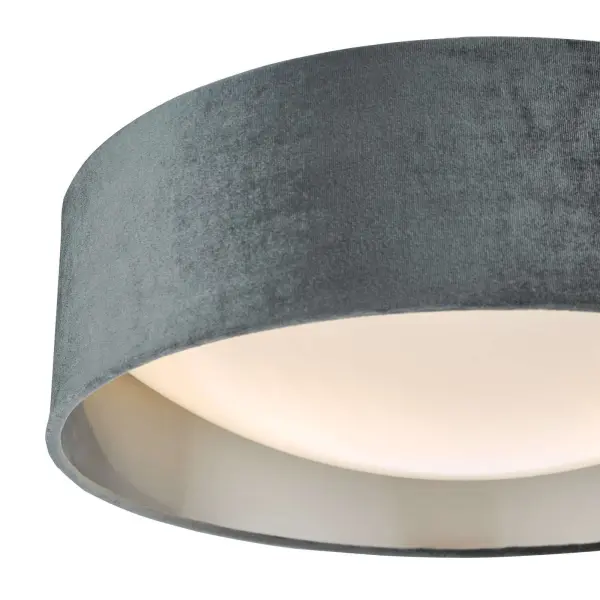 Nysa 2 Light 40cm Flush Fitting with Dark Grey Velvet Shade