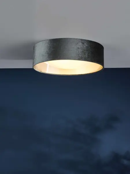 Nysa 2 Light 40cm Flush Fitting with Dark Grey Velvet Shade