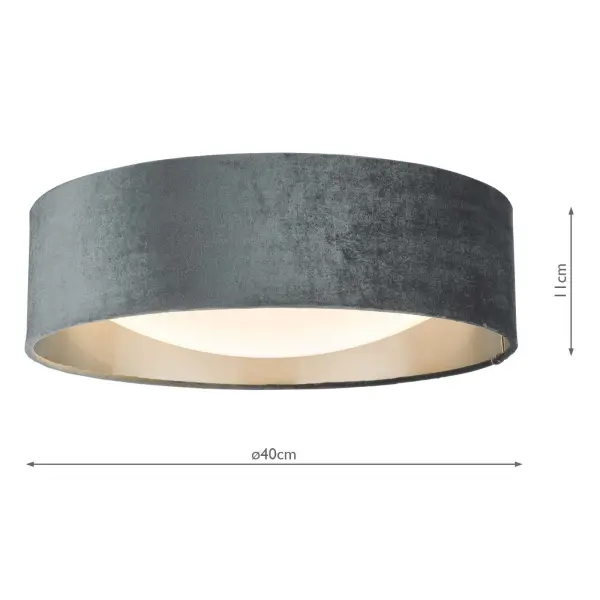 Nysa 2 Light 40cm Flush Fitting with Dark Grey Velvet Shade