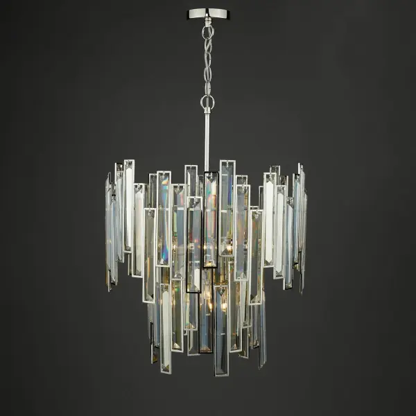 Odile 6 Light Pendant Champagne Crystal Polished Nickel Frame