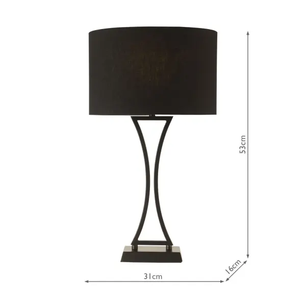 Oporto Matt Black Table Lamp C/W Shade