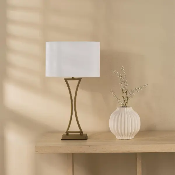 Oporto Aged Brass Table Lamp C/W Shade