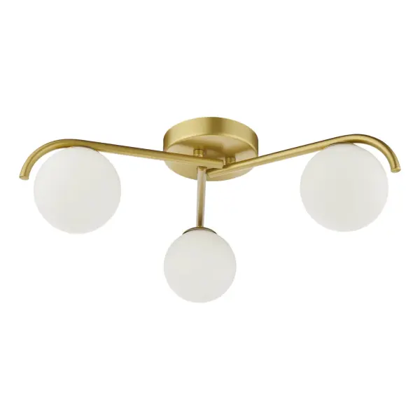 Orlena 3 Light Flush in Satin Gold & Opal Glass