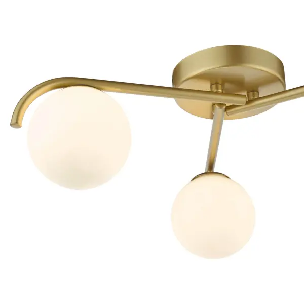 Orlena 3 Light Flush in Satin Gold & Opal Glass