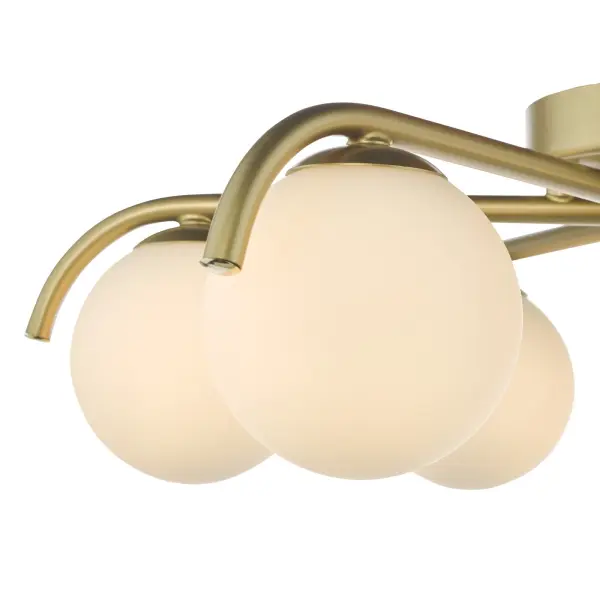 Orlena 6 Light Flush in Satin Gold & Opal Glass