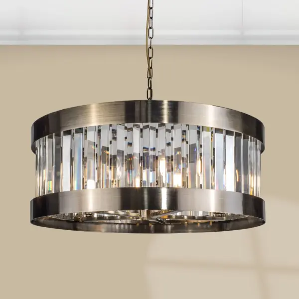 Pandora 5 Light Crystal Pendant Antique Brass
