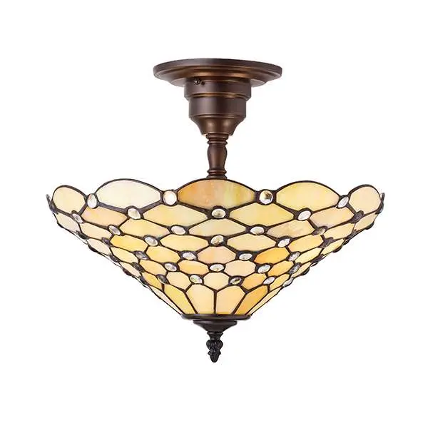 Tiffany Style Pearl 3 Light Semi Flush