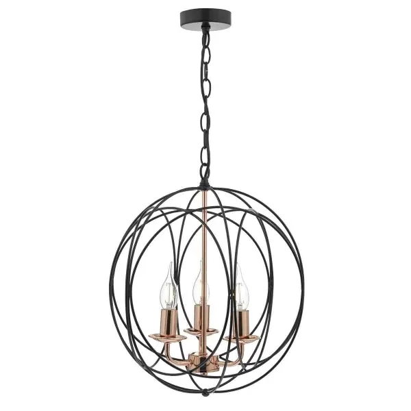 Phoenix 3lt Pendant Black & Copper