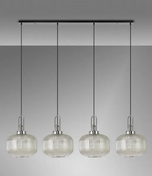 Meel 4 Light Polished Nickel Bar Pendant